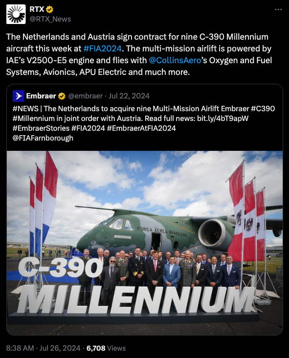 C390 Millennium Austria tweet
