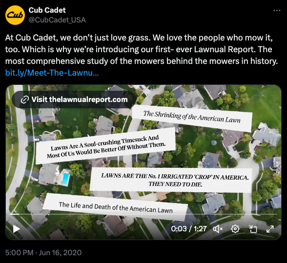 Lawnual Report launch tweet